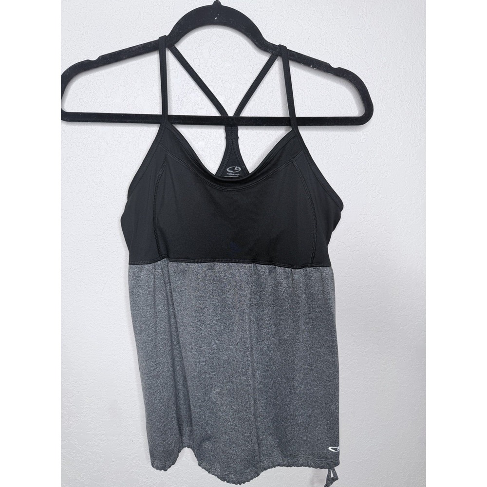 Champion Athletic Tank Top Womens M Black Gray Loose Racerback Sporty‎